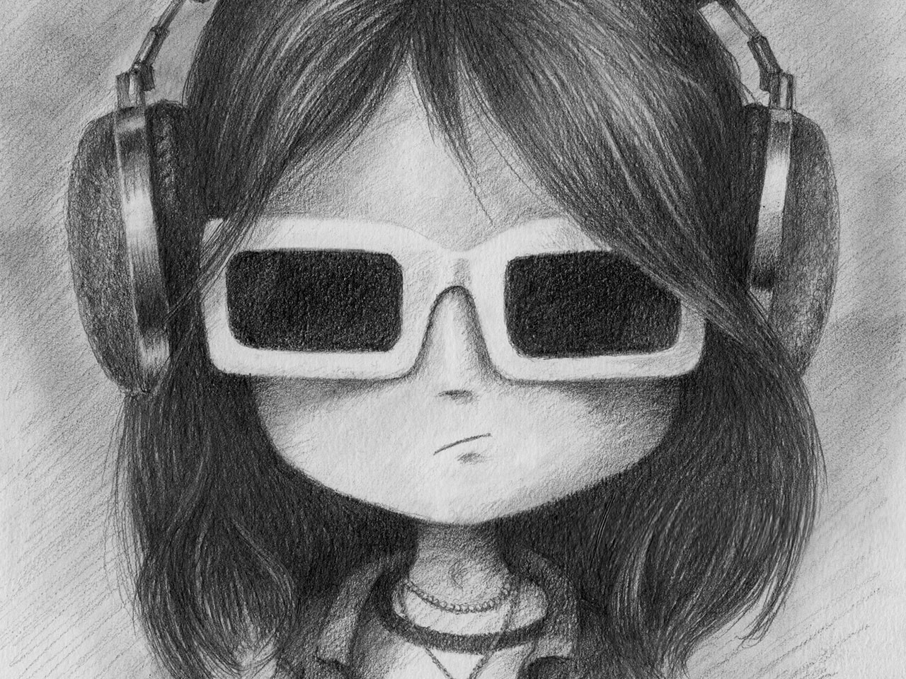 Angry Girl, dibujo en grafito sobre papel, por Kike Riesco