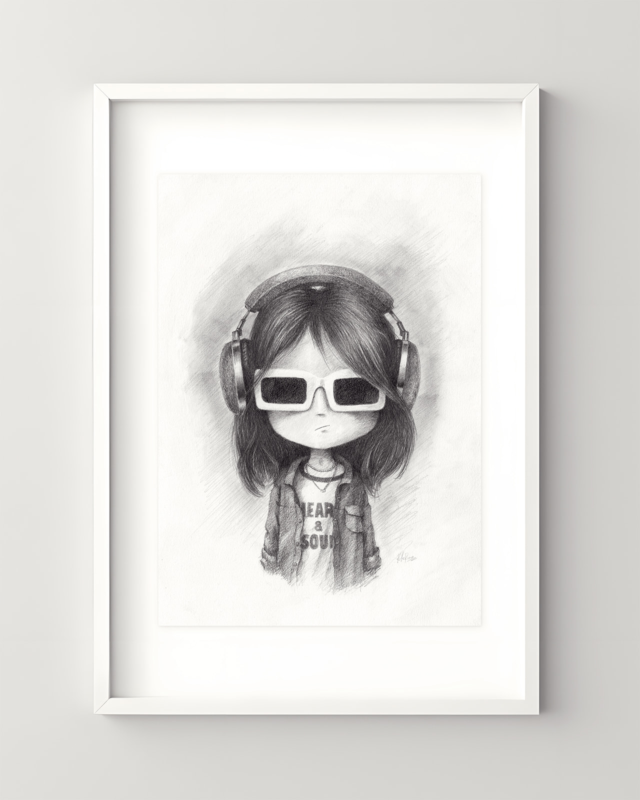 Angry Girl, dibujo en grafito sobre papel, por Kike Riesco
